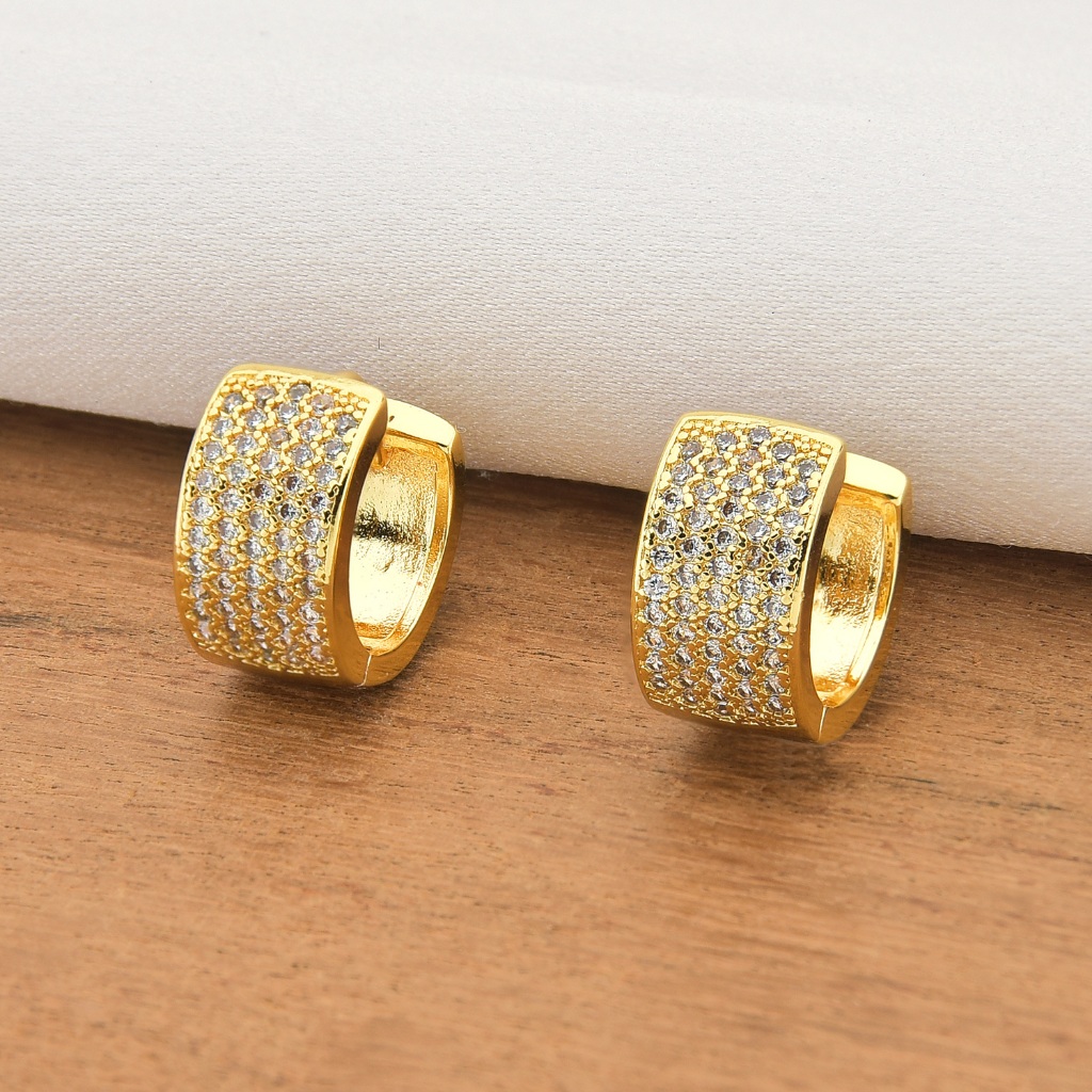 Brinco Masculino Argola Cravejada Par, Banho De Ouro 18k em Oferta na Shopee