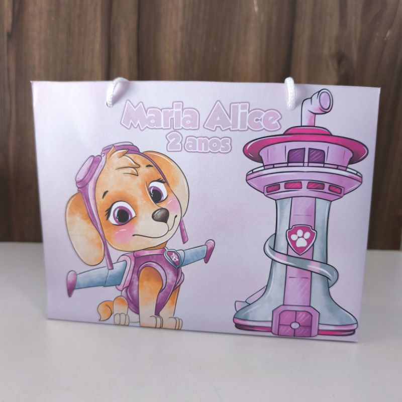 Sacolinha Personalizada Skye Patrulha canina aquarela - Pegue e Monte