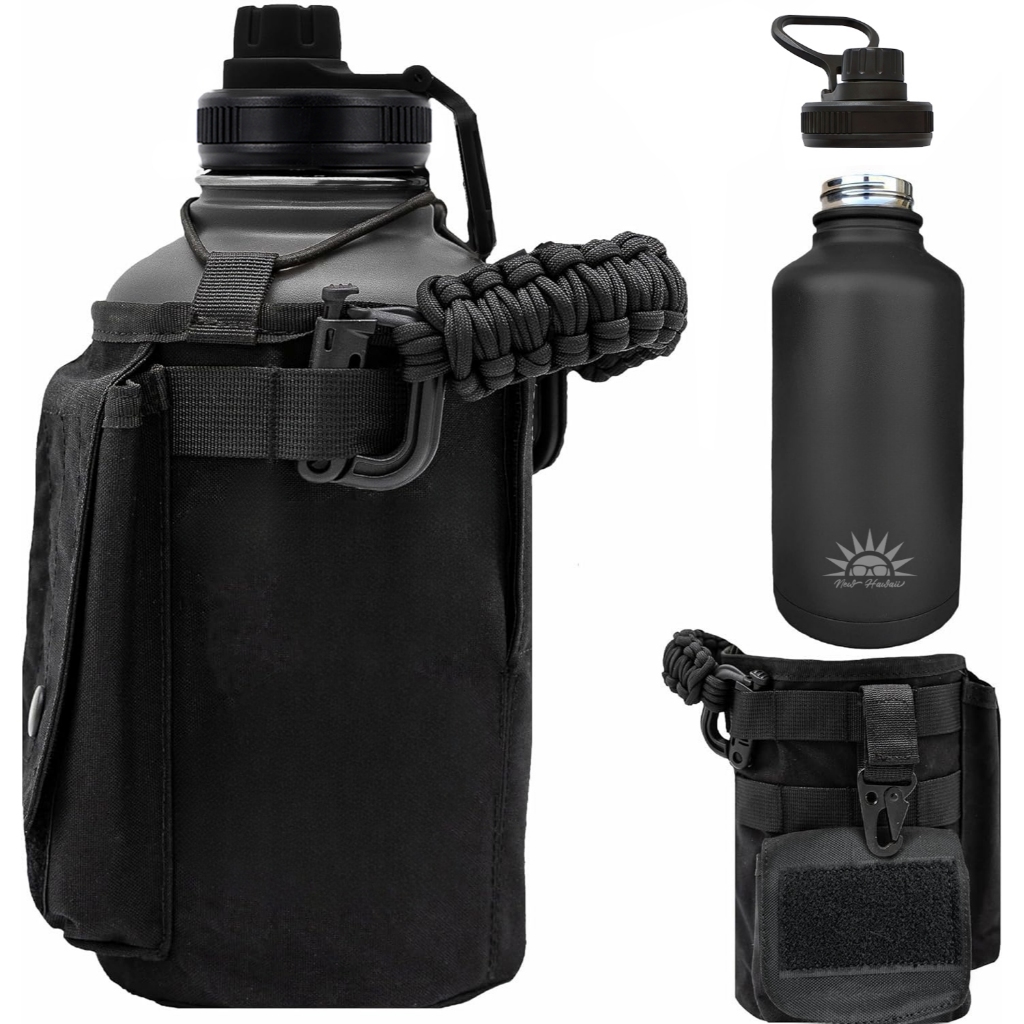 Garrafa Térmica De água 1.9 Litro Aço Inoxidável Com Alça Paracord Bolsa de Armazenamento em Oferta na Shopee