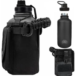 Garrafa Térmica De água 1.9 Litro Aço Inoxidável Com Alça Paracord Bolsa de Armazenamento