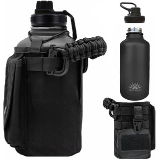 Garrafa Térmica De água 1.9 Litro Aço Inoxidável Com Alça Paracord Bolsa de Armazenamento