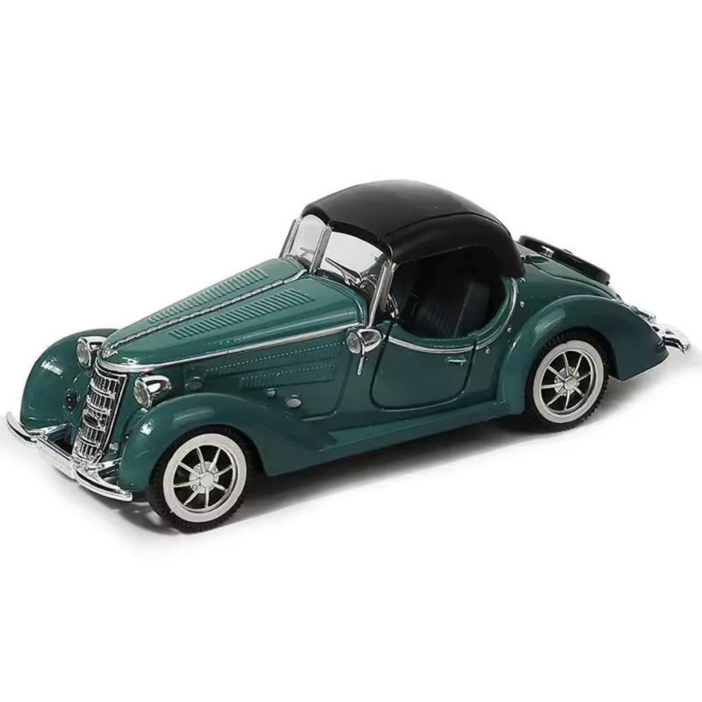Miniatura de carrinho em metal antigo carro de colecionador top de linha abre portas