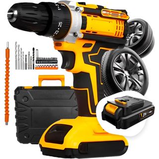 Furadeira e Parafusadeira de Impacto 21V, Sem Fio com LED 2 Baterias Bivolt Kit Maleta Profissional em Oferta na Shopee
