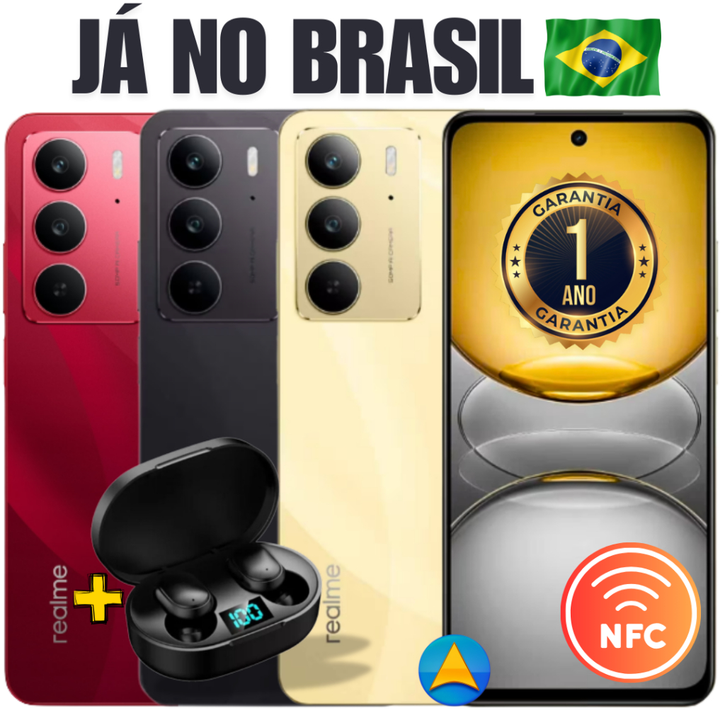 Celular Realme C75 Com NFC 256GB 8GB ou 128GB 6GB de RAM Dual SIM 4G com 1 Ano de Garantia + Fone Cortesia