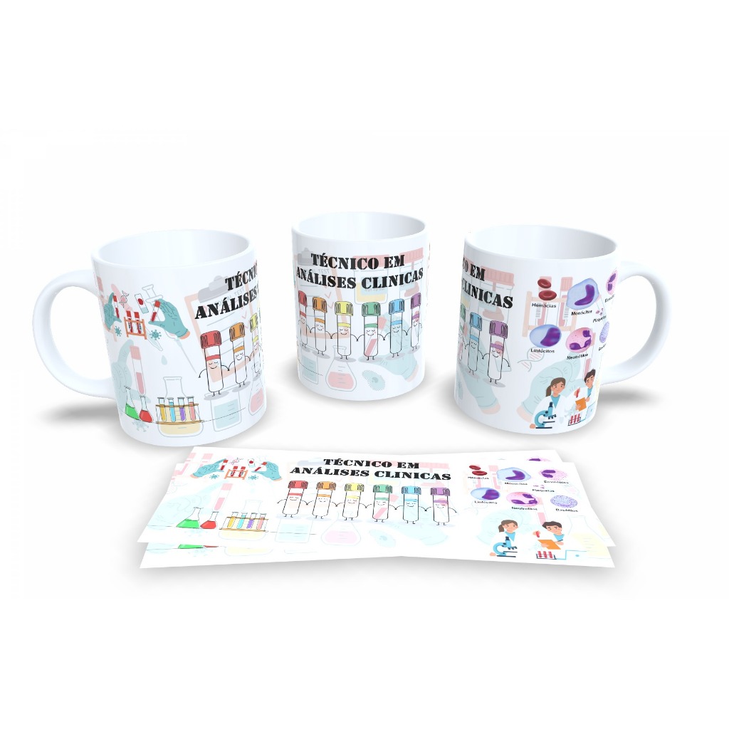Caneca para técnico, curso em Análises Clínicas – Laboratório e hematologia - personalizada