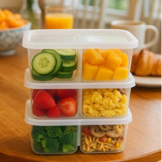 Pote Retangular 2 Divisórias com Tampa – Kit 3 Unidades para Lancheira, Frutas e Marmita 1 Litro em Oferta na Shopee