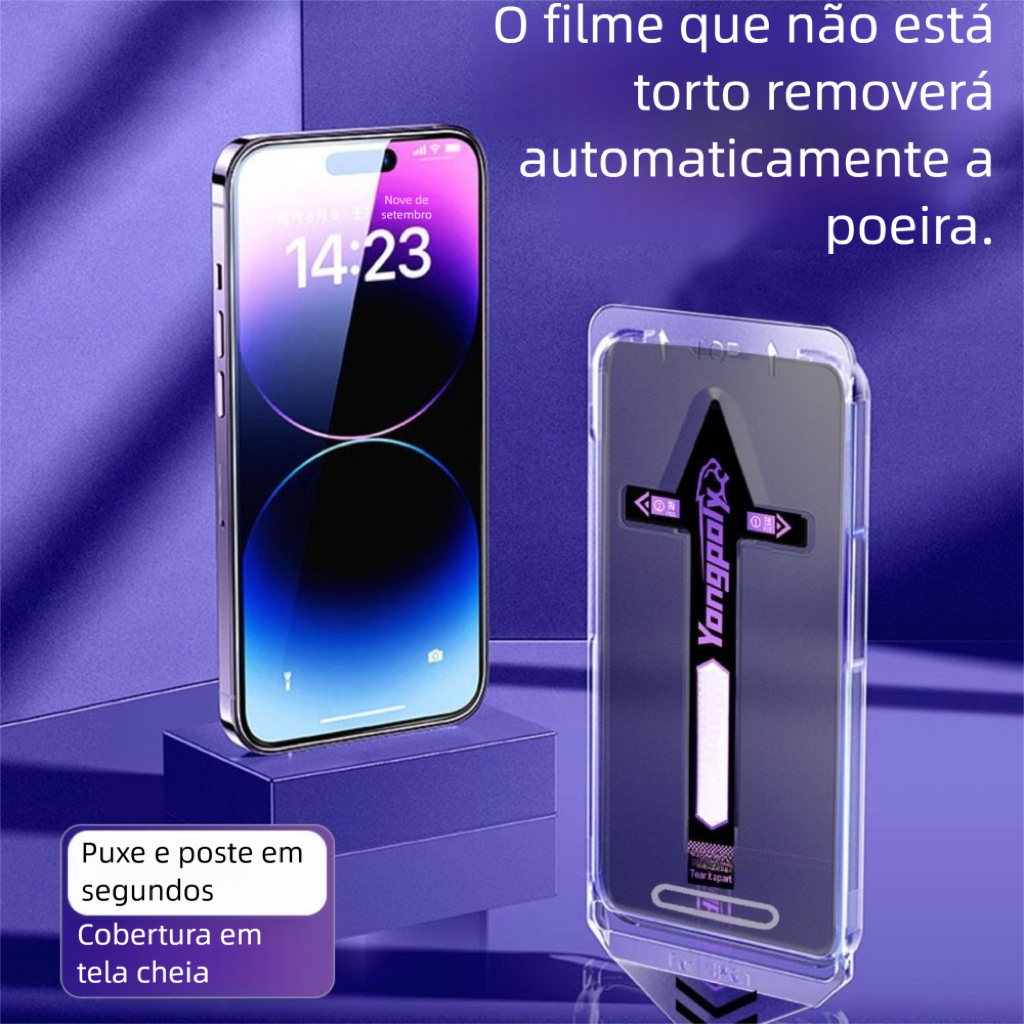 Nova película de vidro temperado anti-espionagem para cabine sem poeira e artefato preguiçoso iPhone X 11 12 13 14151617