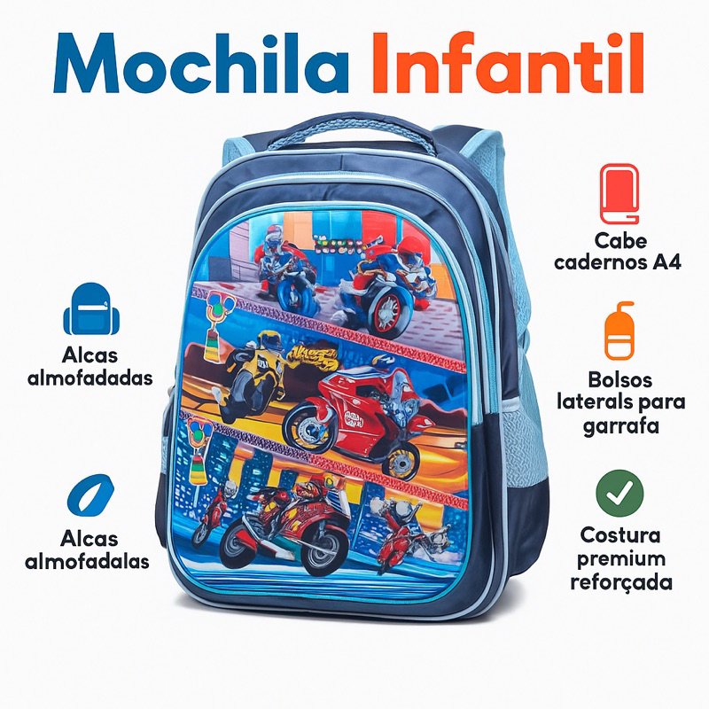 Mochila Escolar Infantil Menino - Dinossauro Carros Impermeável Resistente Leve (380g) - Oxford Premium 4 a 9 Anos em Oferta na Shopee