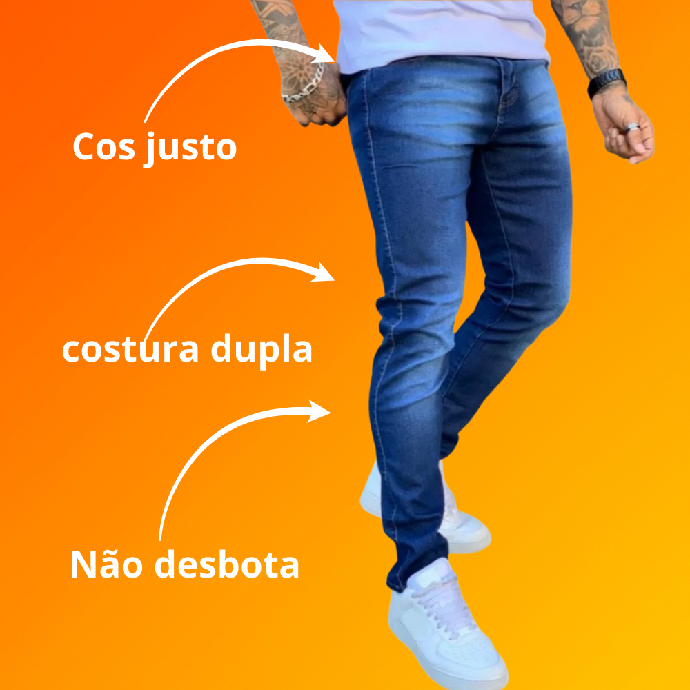 Calça jeans masculina escura skinny  básica estica muito elastano frete grátis NF