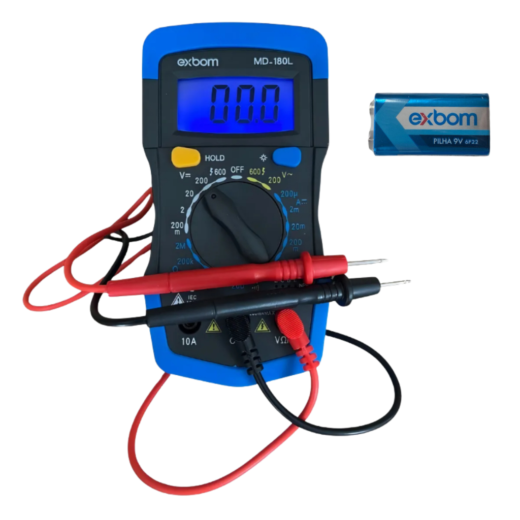 Multímetro digital MD-180L fundo iluminado com BIPE e bateria e pontas Multímetro Profissional em Oferta na Shopee