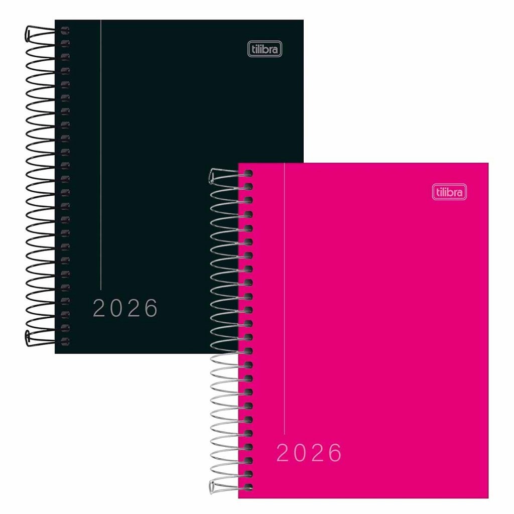 Agenda 2026 Tilibra diária anual espiral 160 folhas Pepper M4 Preto/Rosa