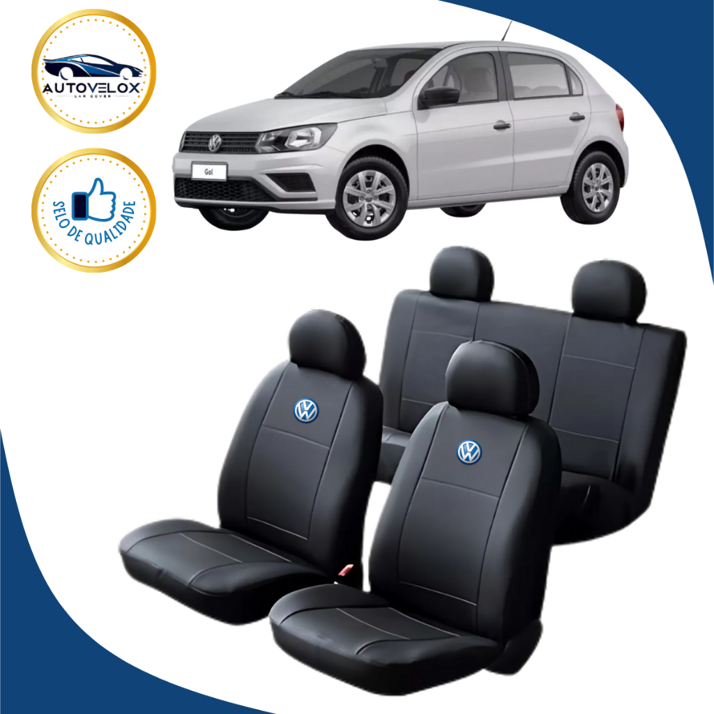 Capa Banco Carro Volkswagen Modelo Universal Gol  Fox Feito em Couro Courvin e Tecido Automotivo