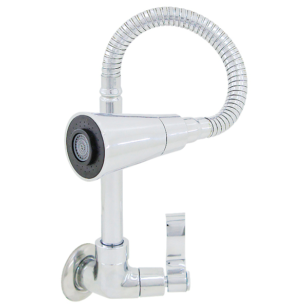 Torneira Cozinha Gourmet PAREDE Tubo Flexível Cone Inox DUPLO JATO LUXO