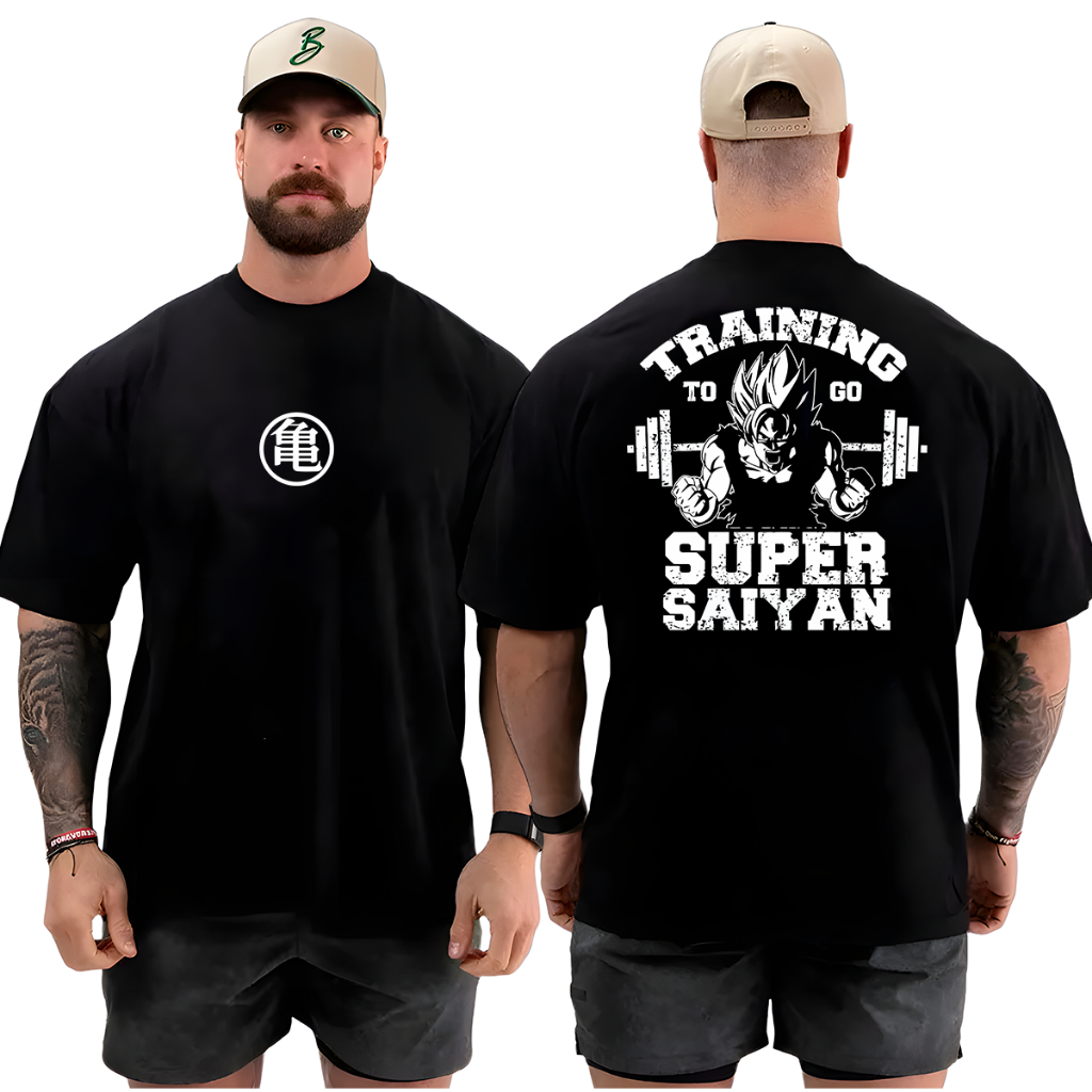 Camiseta Camisa Oversized Top Academia Musculação Treino Super Saiyan 100% Algodão Qualidade em Oferta na Shopee