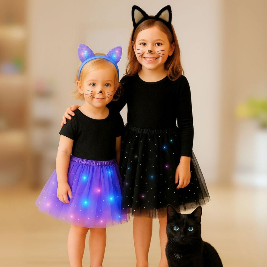 Fantasia Infantil Gatinho Completa Saia Tule+Tiara Orelhinha-Festa Fantasia Halloween Dia das Bruxas em Oferta na Shopee