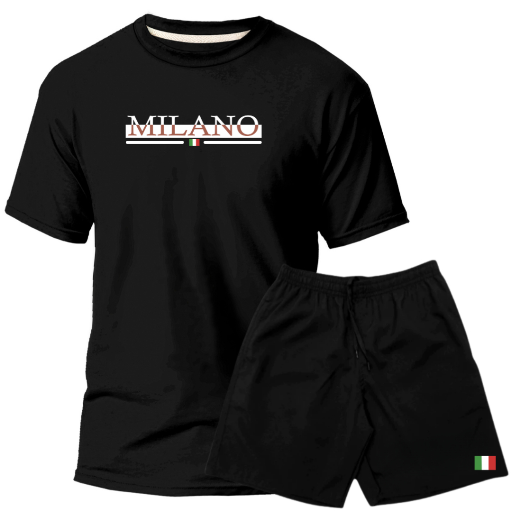 Conjunto Kit Masculino Milano Camisa Algodão Short Tectel Lançamento Verão