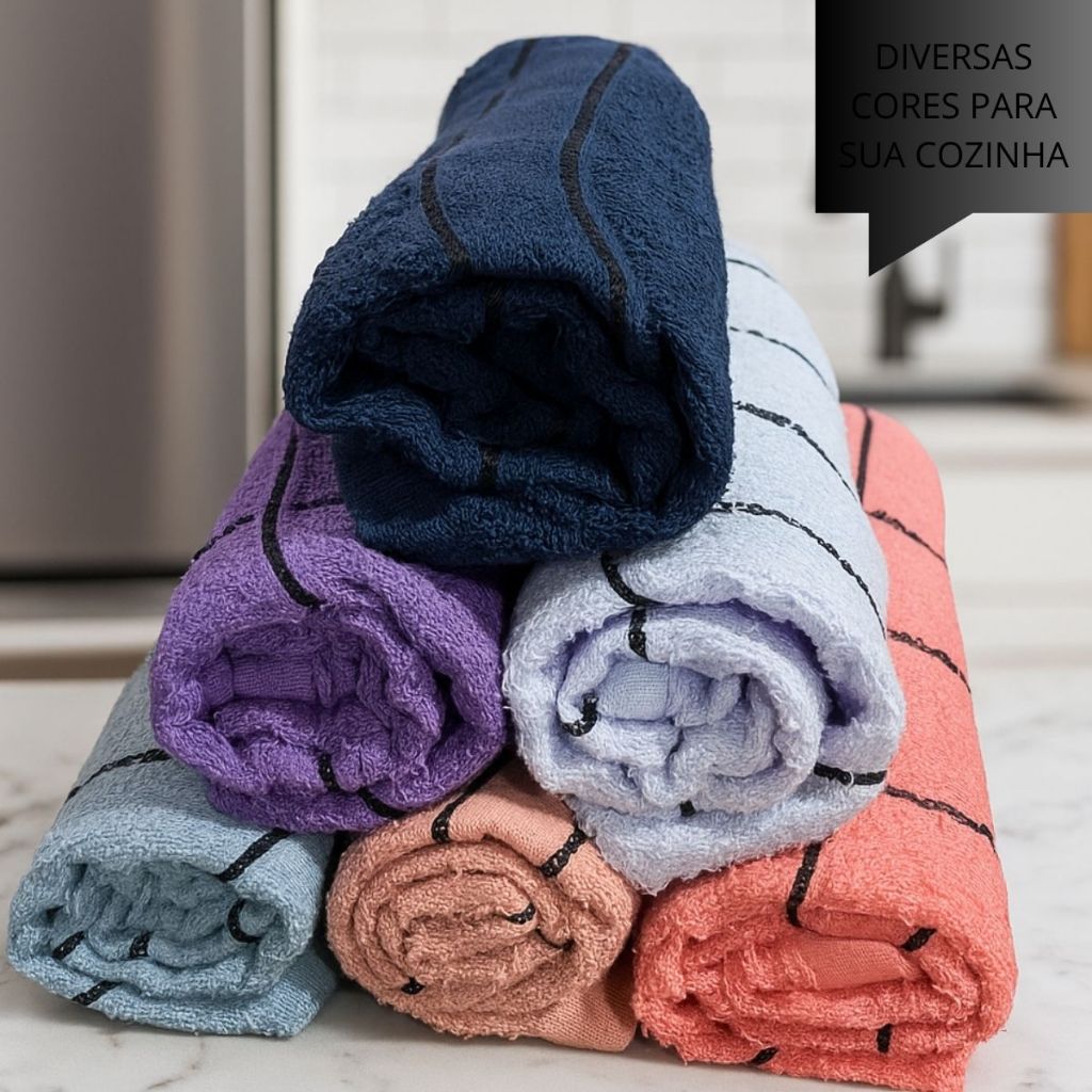 Kit Pano de Prato Copa Felpudo Atoalhado Xadrez Premium 100% algodão em Oferta na Shopee