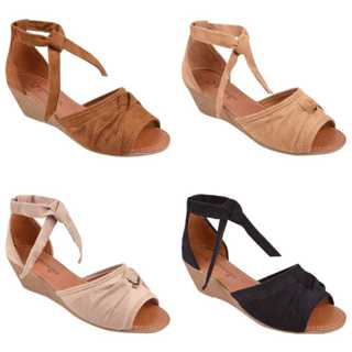 Sandália Feminina Anabela Aberta Nó Confortável Casual Solamello 072A em Oferta na Shopee