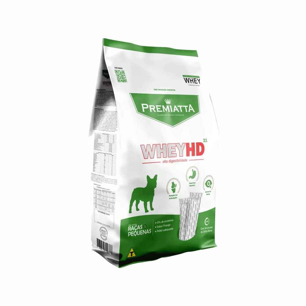 Ração 3kg Premiatta Whey Hd31 Cães Adultos Raças Pequenas (15X 200G) Embalagem Facilitadora -VERDE