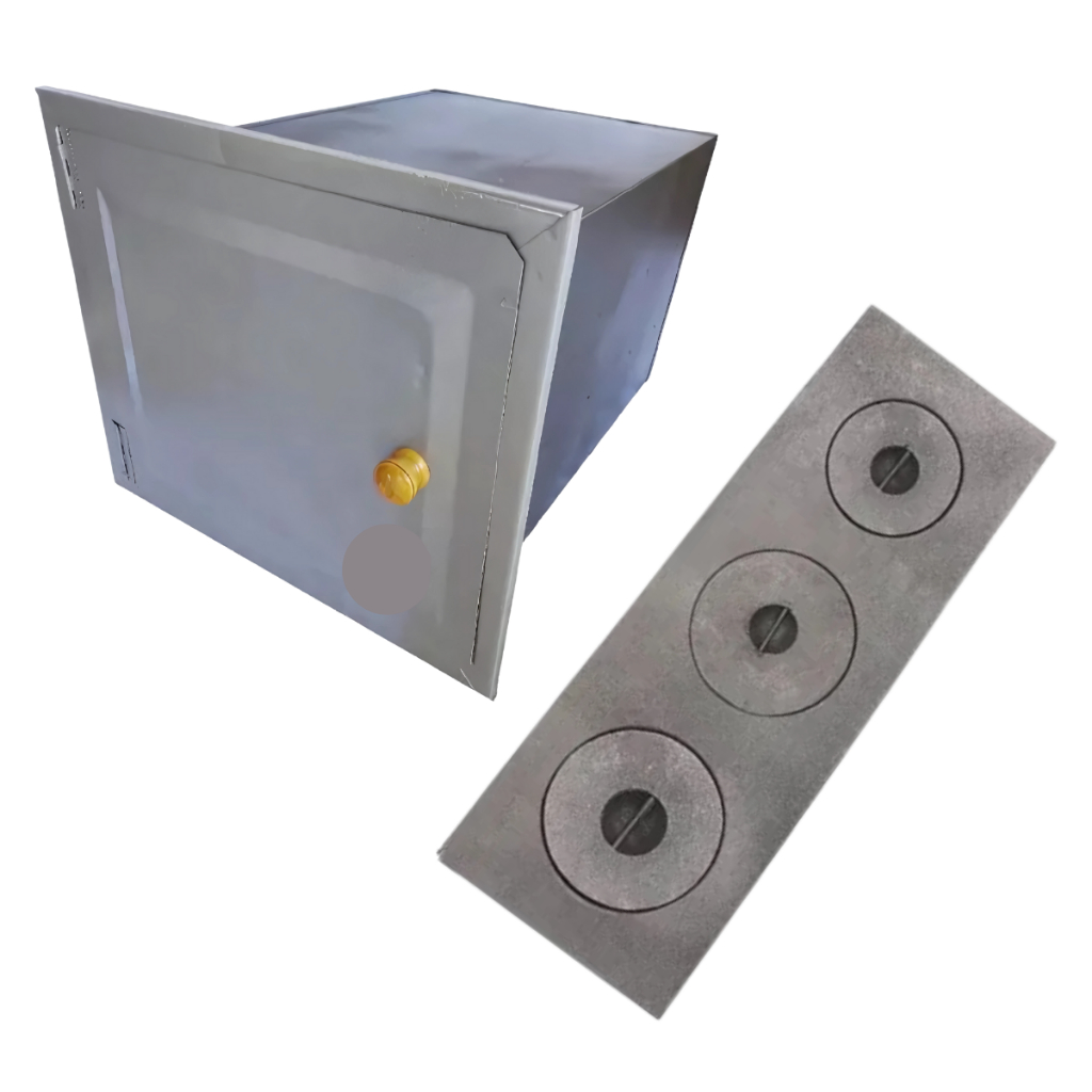 Forno em Chapa de Aço Tam. 50x28x21 + Chapa Paulista Ferro Tam. 58x24x19,5 3 Furos Paulista C/ Tampa em Oferta na Shopee