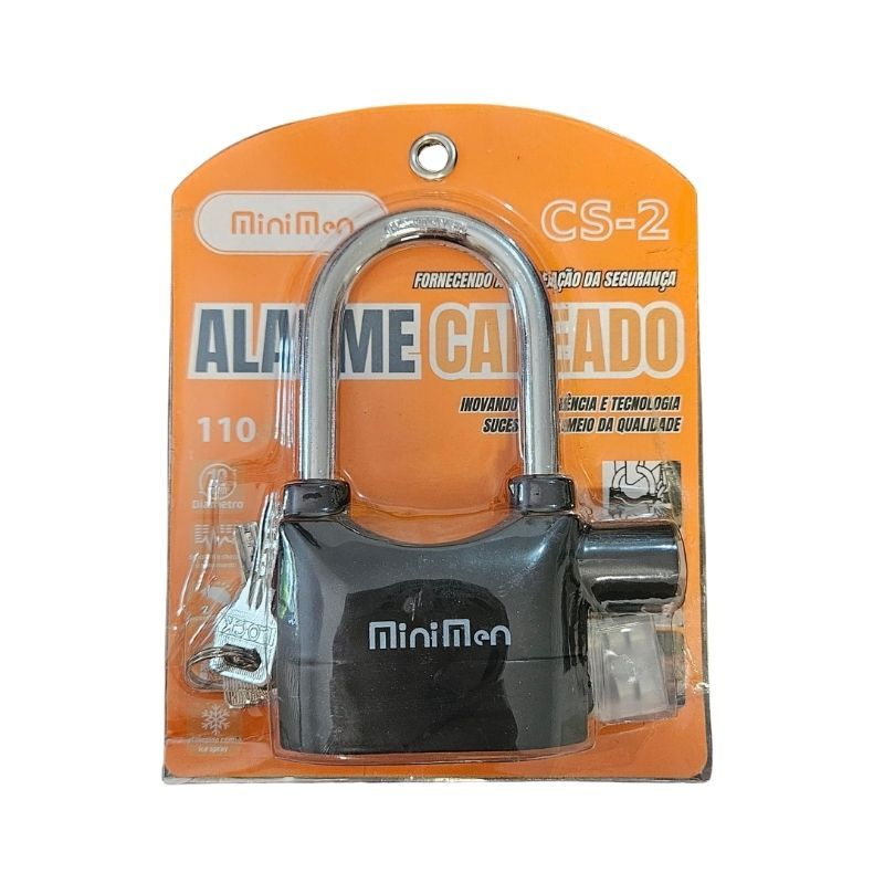 Cadeado Corpo Alongado Com Alarme Antifurto 3 Chaves
