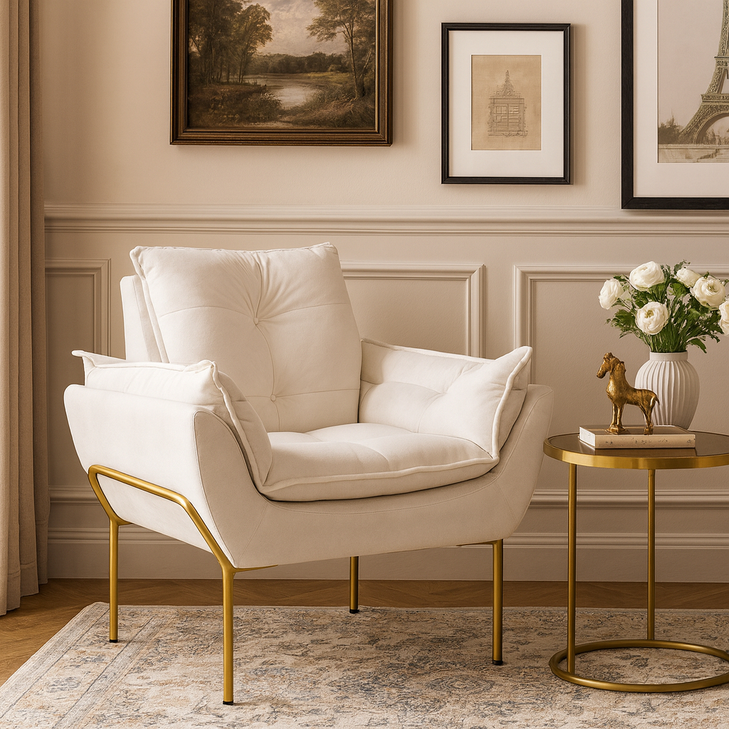 Poltrona Decorativa Escritório Luxo 12 cores - Base Ferro Dourado