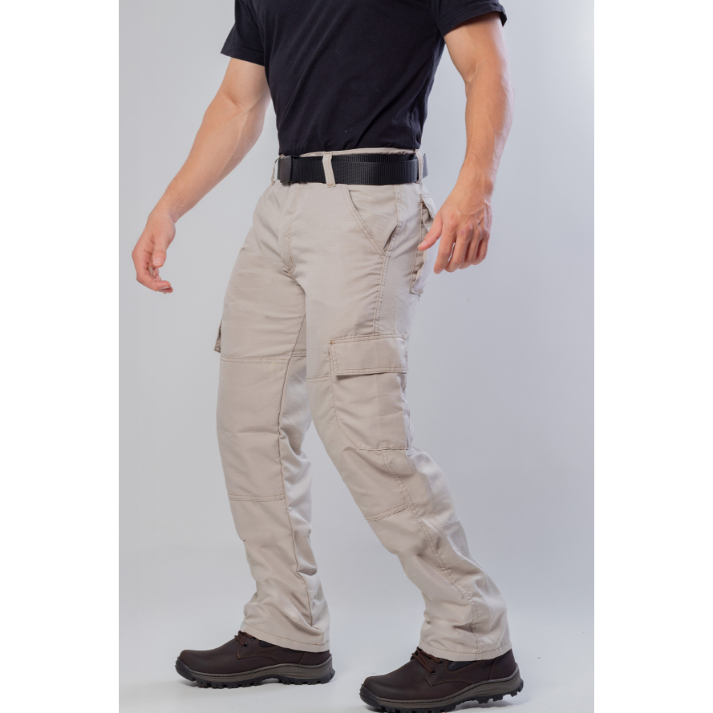 Calça Tática 6 Bolsos Cargo Poly Ripstop Reforçada Trekking