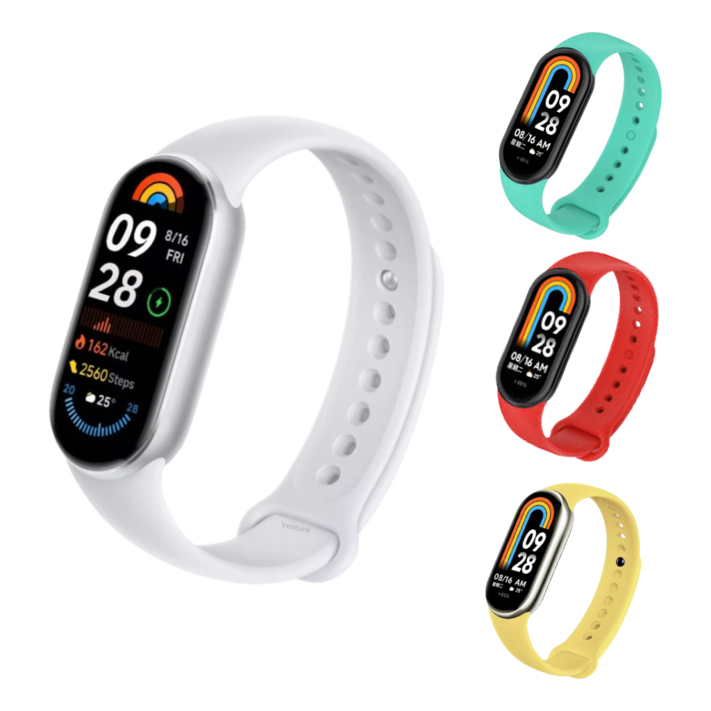 Relógio Xiaomi Mi Band 9 Global C/3 Pulseira + 1 Película Caixa Prata Pulseira P