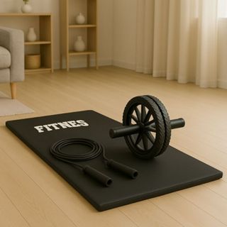 Kit Treino Funcional Colchonete Roda Abdominal Corda de Pular CrossFit Corpo Saudável Treino Seguro em Casa em Oferta na Shopee