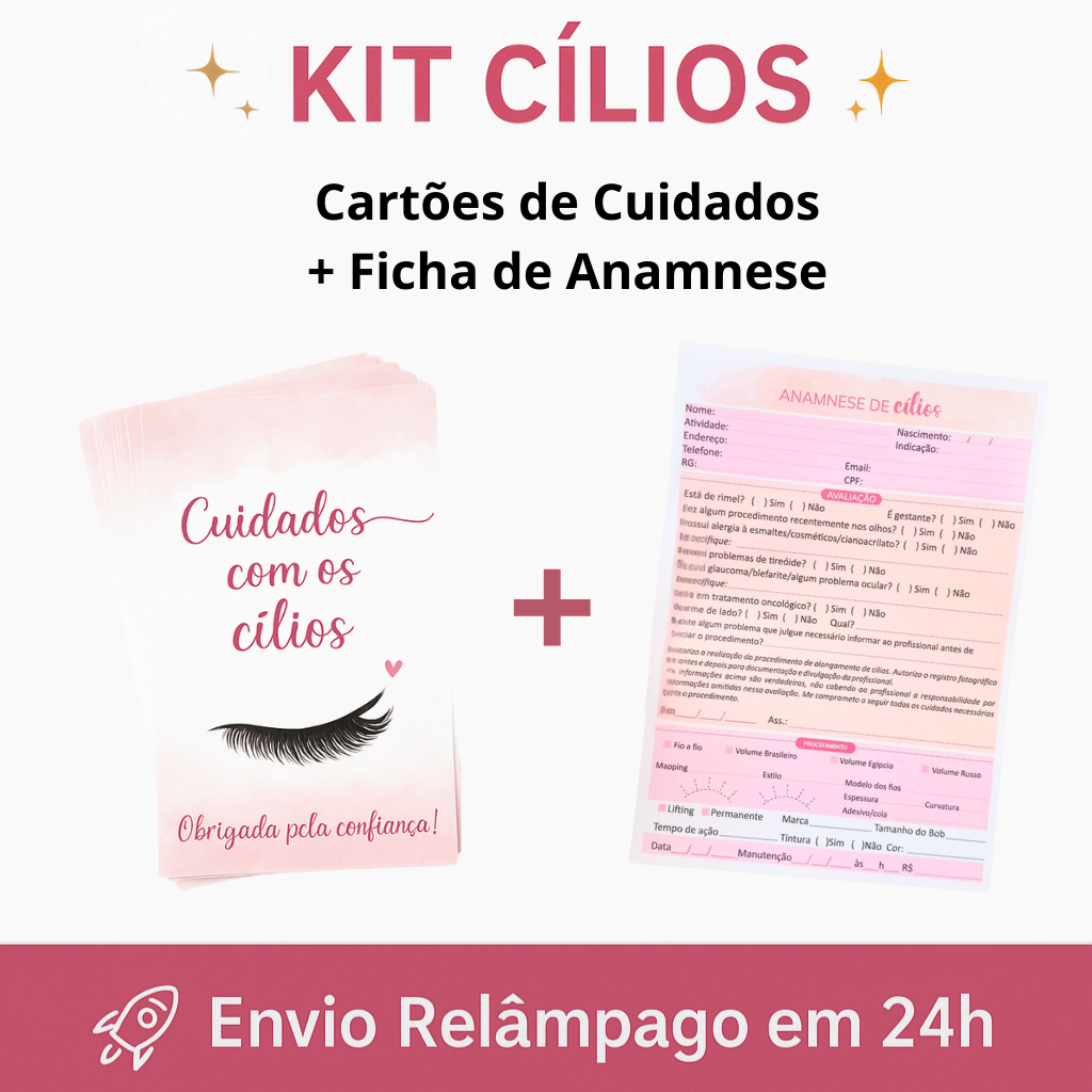 Ficha de Anamnese Cílios + Cartões de Cuidados em Oferta na Shopee