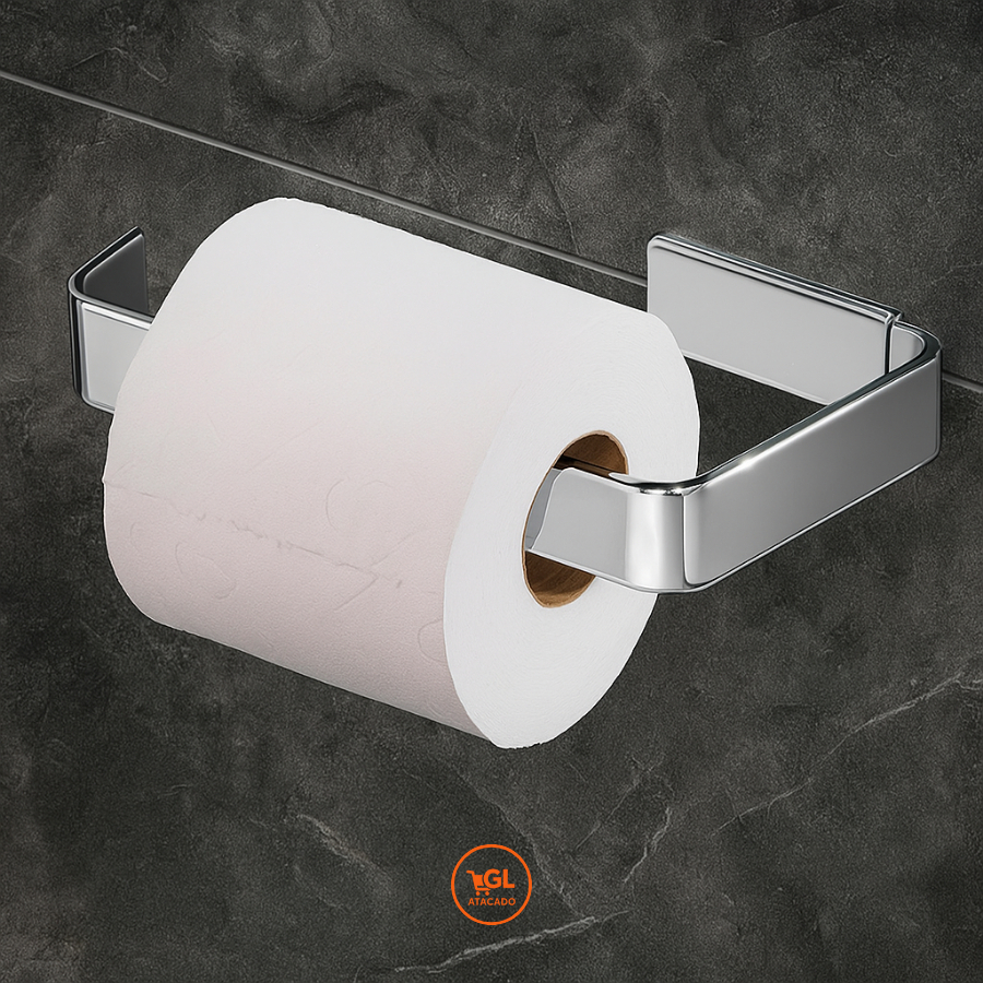 Papeleira Porta papel higiênico Quadrada Alumínio E Inox Polido