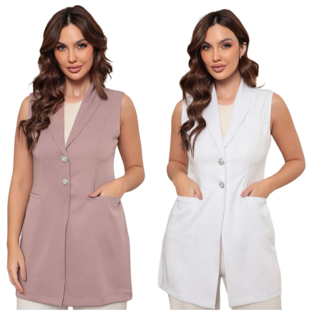 Jaleco Feminino Hope Colete Gabardine com elastano Diversas Cores Gardenia Jalecos em Oferta na Shopee