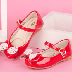 Sapatilha Infantil Laço Perola Delicada Luxo Menina Verniz Confortável 2005 Delicada Moda Promoção