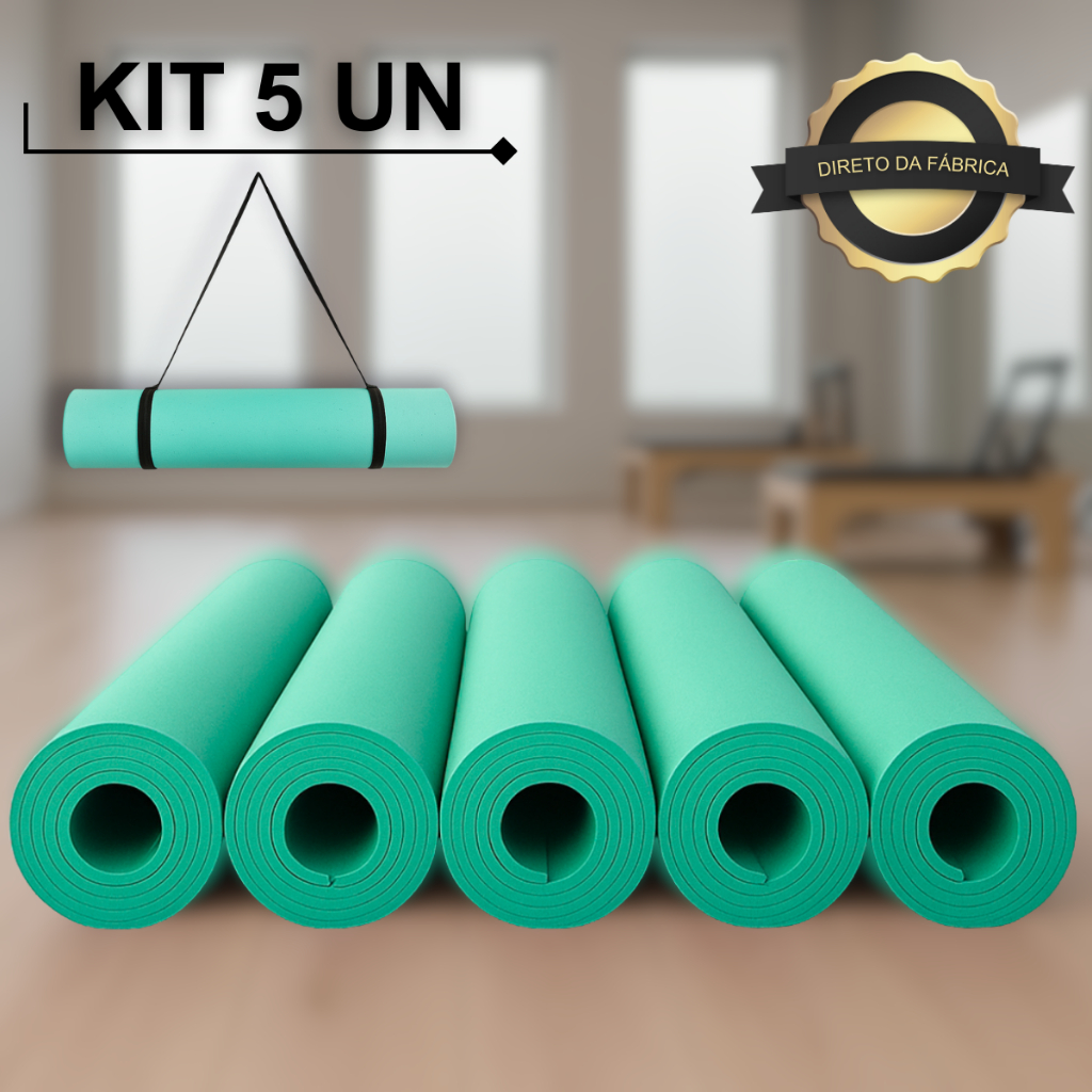 Kit 5 Tapete Yoga Mat Colchonete 1,70mx55cmx5mm Tatame Exercício em Casa