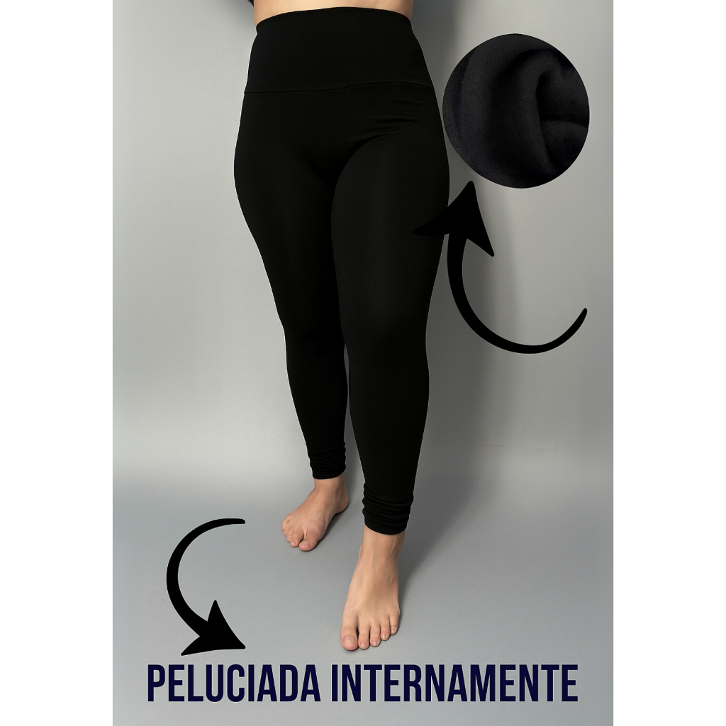 Calça Flanelada Legging Academia Suplex Grossa Modeladora Leg Cintura Alta Peluciada Térmica