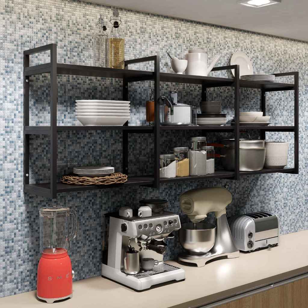 Prateleira Estilo Industrial Suspensa Parede Moderna Cozinha Sala Escritório Design Elegante Pratico — imagem 2 de 2