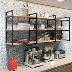 Prateleira Estilo Industrial Suspensa Parede Moderna Cozinha Sala Escritório Design Elegante Pratico