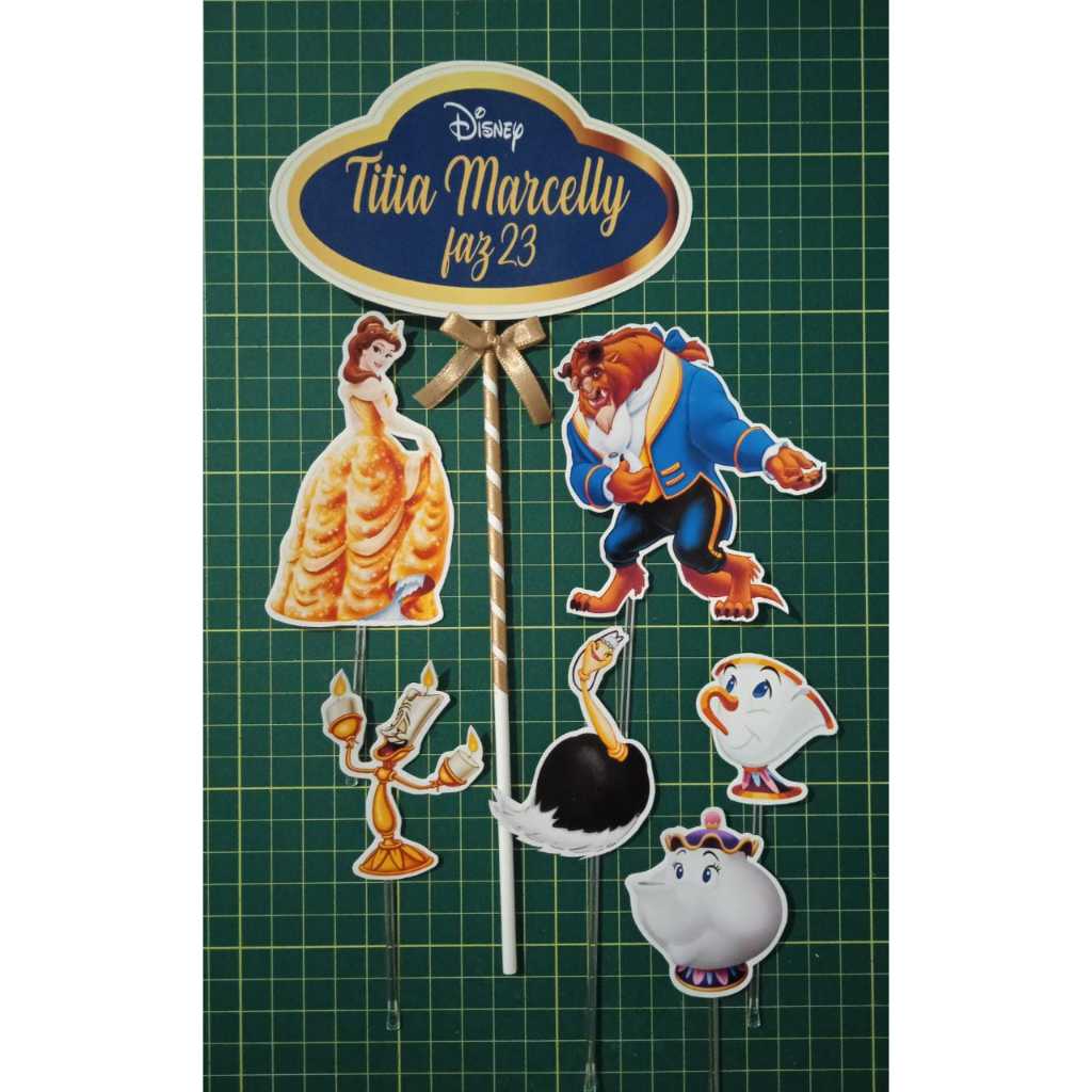 Topo de bolo Bela e a Fera / Topper personalizado A Bela ea Fera / Top de bolo para aniversário