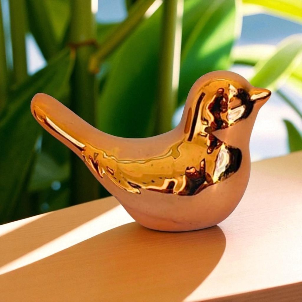 01 Enfeite Pássaro Passarinho Decorativo Prata Dourado Rosê Gold Pequeno Bibelô Bandeja Decoração Moderna Luxo Pássaro