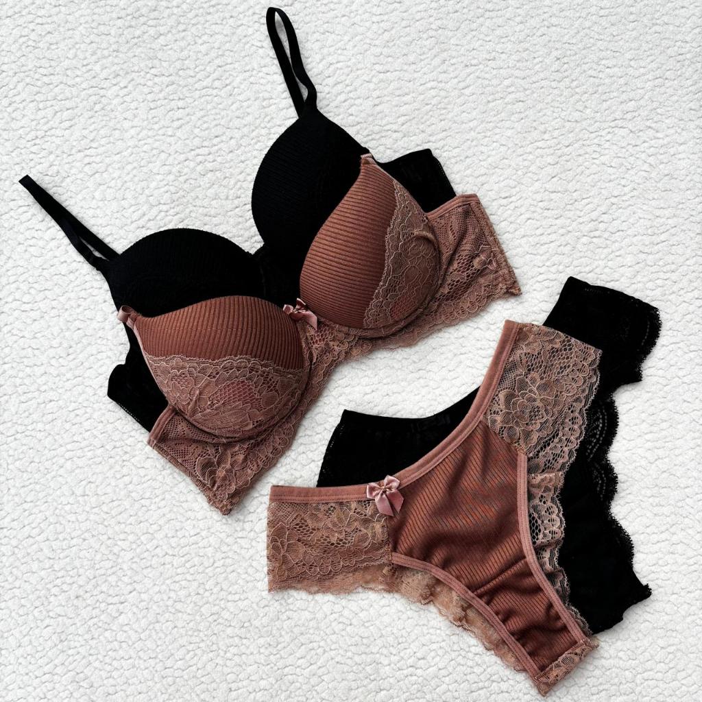 Kit 2 Conjuntos Rendado Sexy Com Bojo Alexia