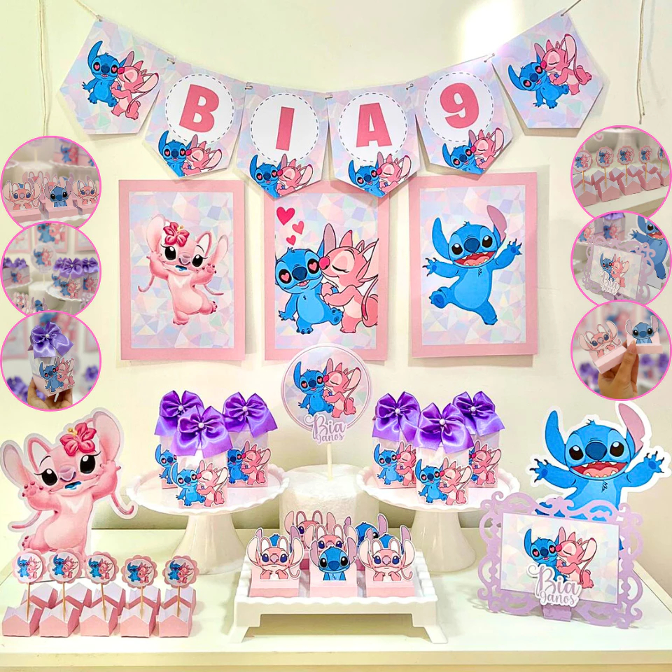 Kit Festa Lilo Stitch + Angel Personalizado Só um Bolinho | Aniversário | 100 itens | Lembrancinha