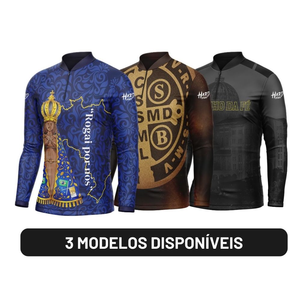 Camisas Romeiros da Fé Católica Religiosa Zíper Proteção Solar Uv50+ em Oferta na Shopee