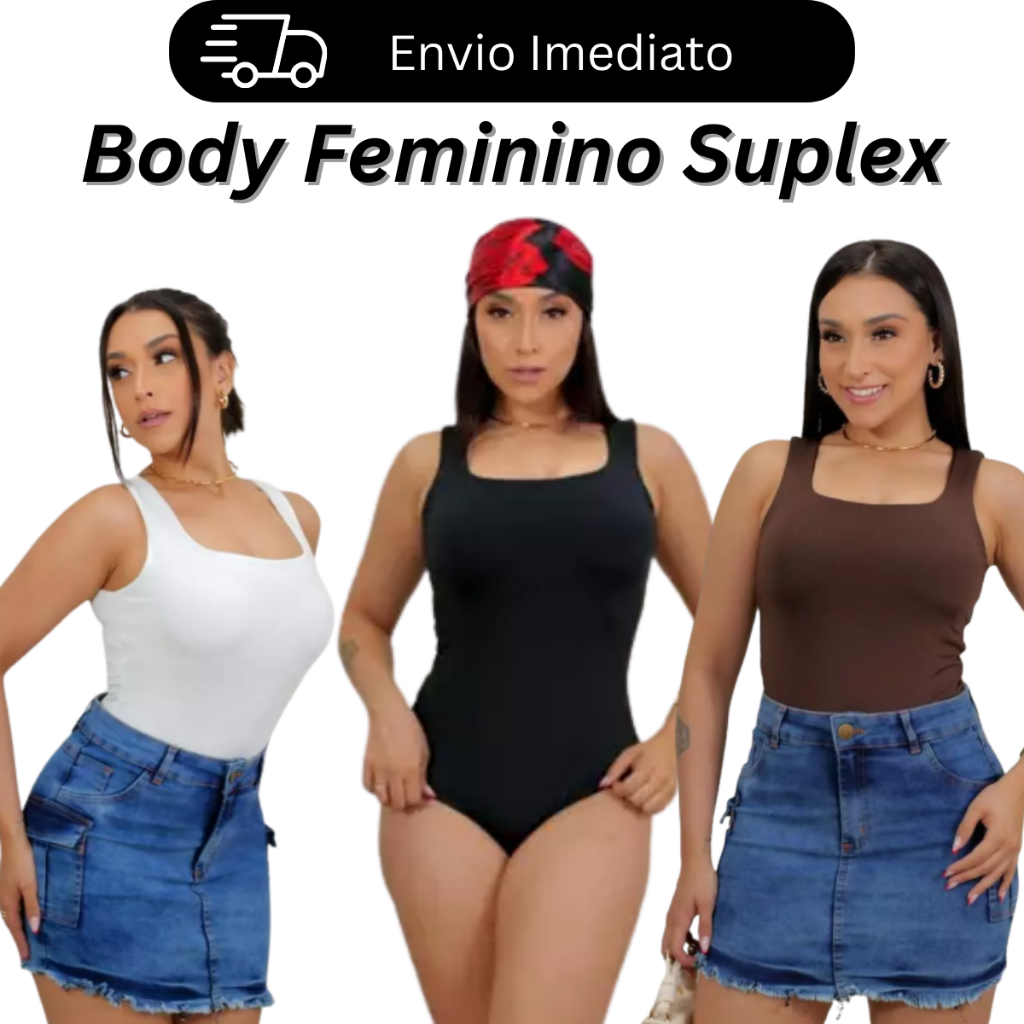 Kit 2 Body Feminino Decote Quadrado Alças Grossas Casual Elegante Para Sair