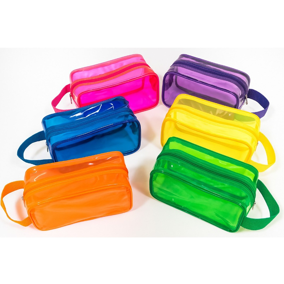 Bolsa Necessaire Pequena Porta Higiene Porta Maquilagem Documento Viagem Cor Neon Transparentes em Oferta na Shopee