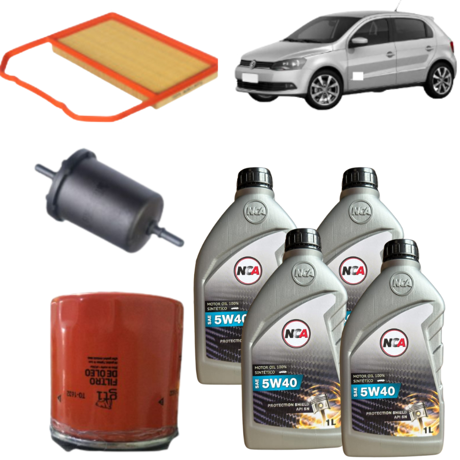 KIT TROCA DE ÓLEO VW 5W40 + FILTROS (GOL G7 1.0 3CIL 2016 >)
