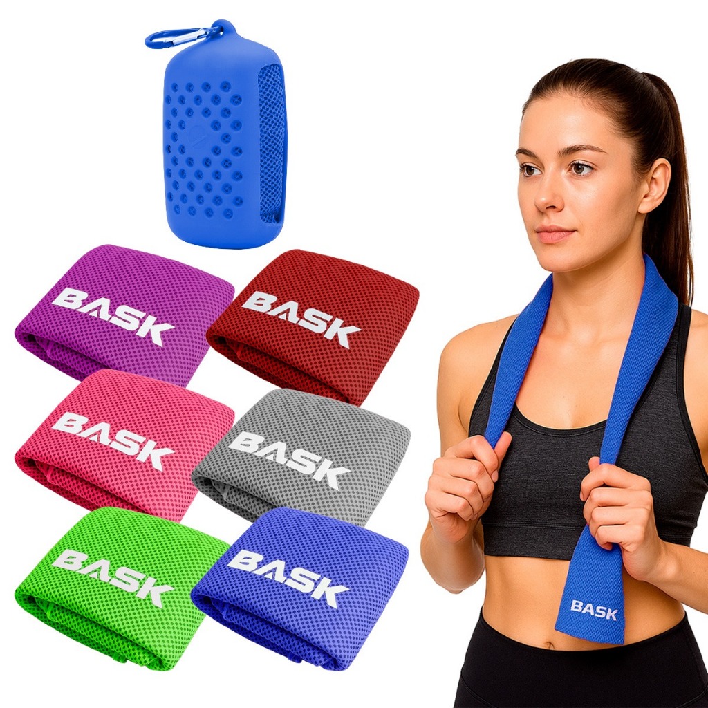 Toalha Refrescante Multifuncional Esportiva 90x30cm Bolsa Transporte Fit Academia Seca Rápido Bask