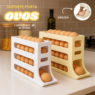 Suporte Porta Ovos Rolante 4 Andares Plástico Durável Organizador de Geladeira 30 Ovos em Oferta na Shopee