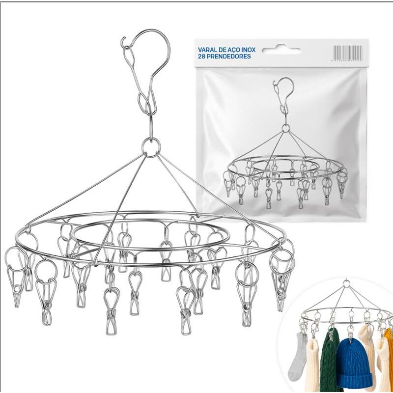 Varal Roupas 28 pregadores inox intimas apartamento  Reforçado Calcinha, Meia, Cueca em Oferta na Shopee
