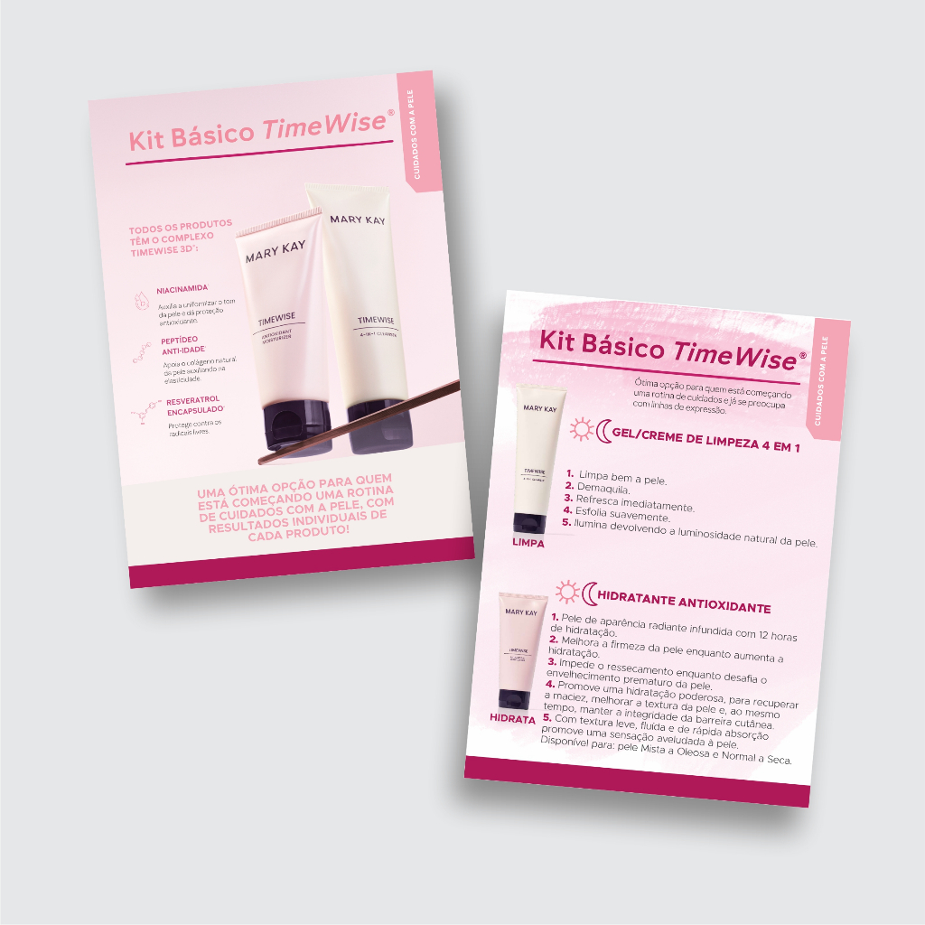 Pct 100 und Folheto Apresentação Kit Básico Time Wise Mary Kay