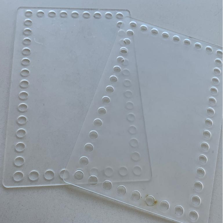 Base para Crochê Retangular Arredondado em Acrílico Transparente Kit Maternidade Cestos Fio de Malha